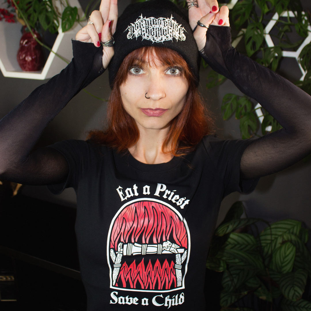 Eat A Priest Save A Child crop top