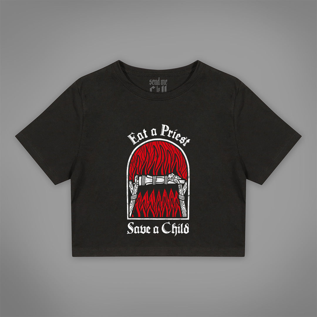Eat A Priest Save A Child crop top