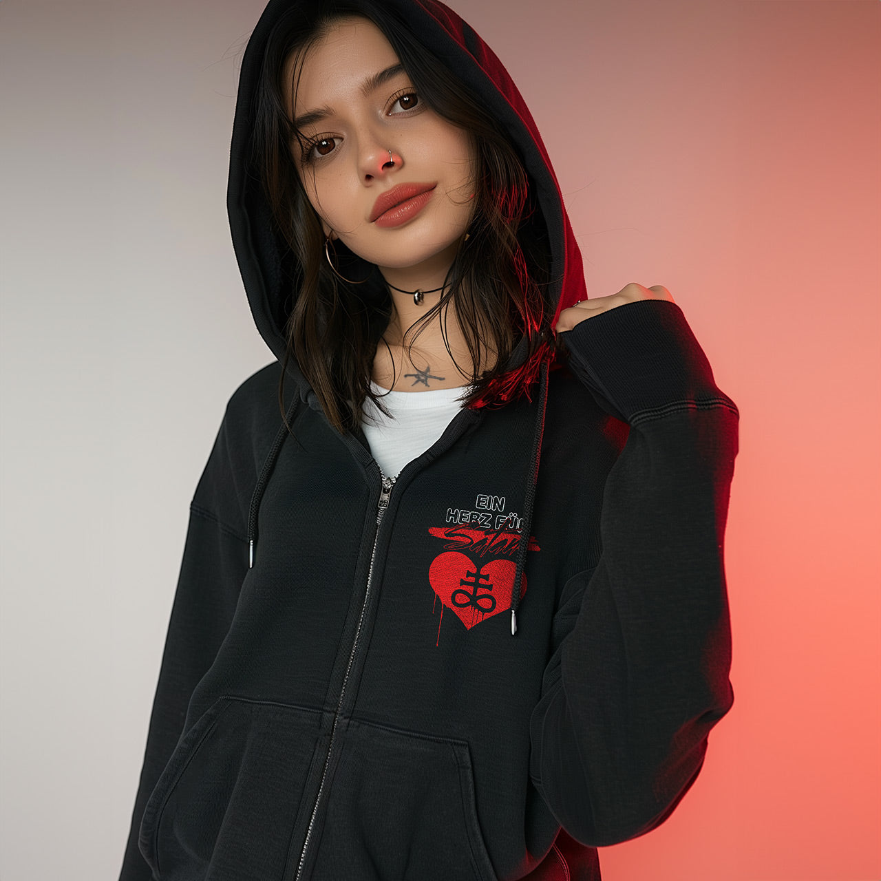 A Heart For Satan Zipper Hoodie