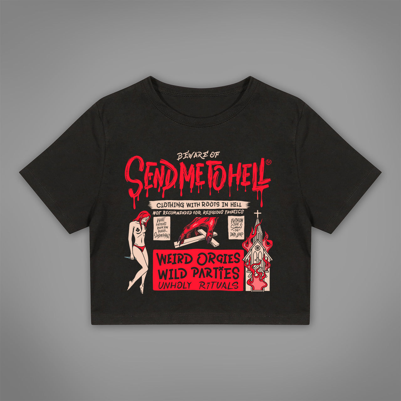 Beware of Send me to Hell crop top