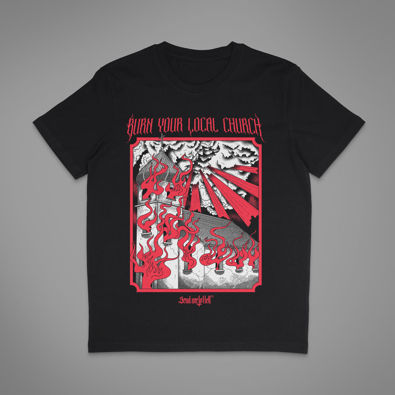 Attenzione alla maglietta unisex Mandami all'inferno