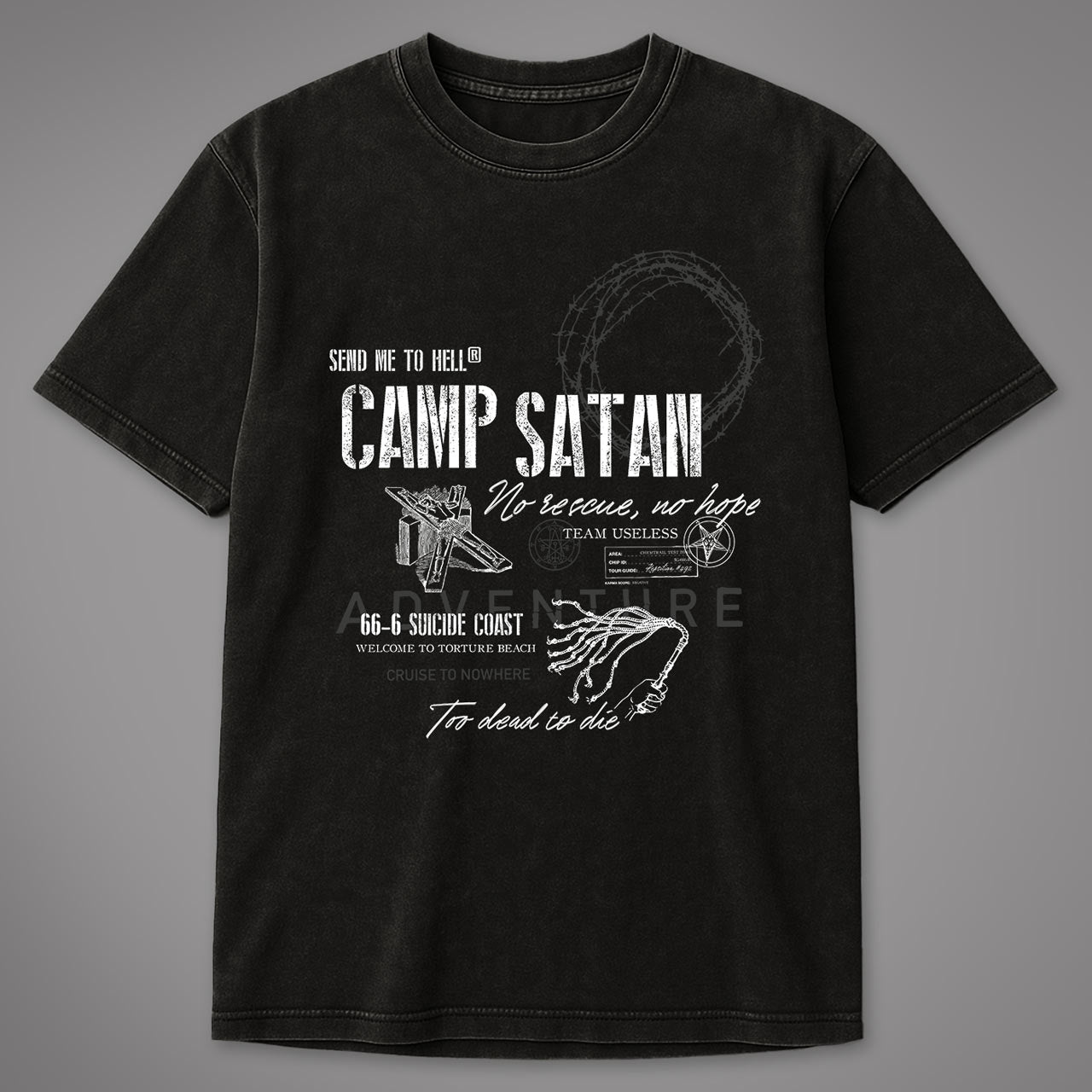 Camp Satan Acid Washed Oversized T-Shirt