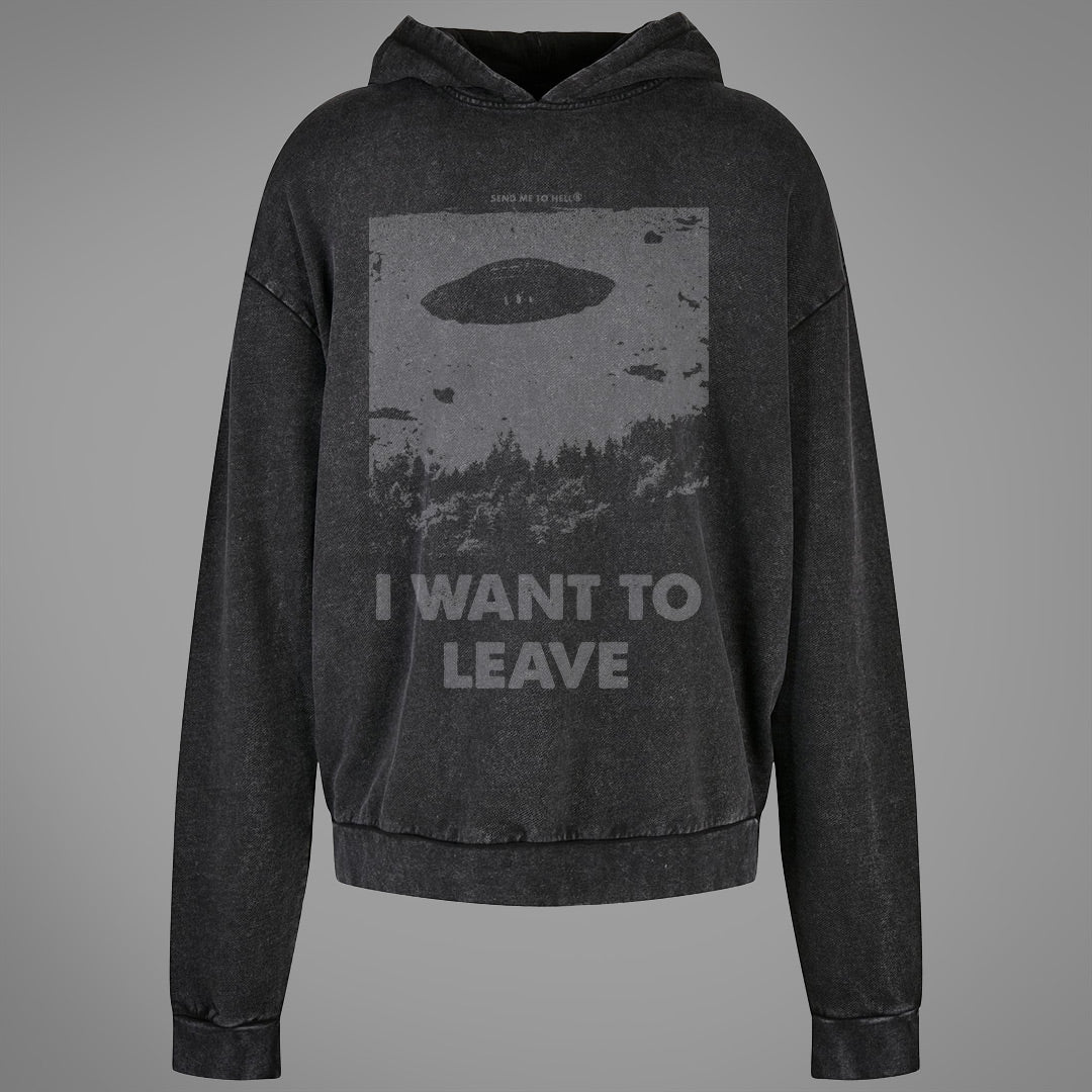 I Want To Leave Acid Washed Oversized Hoodie