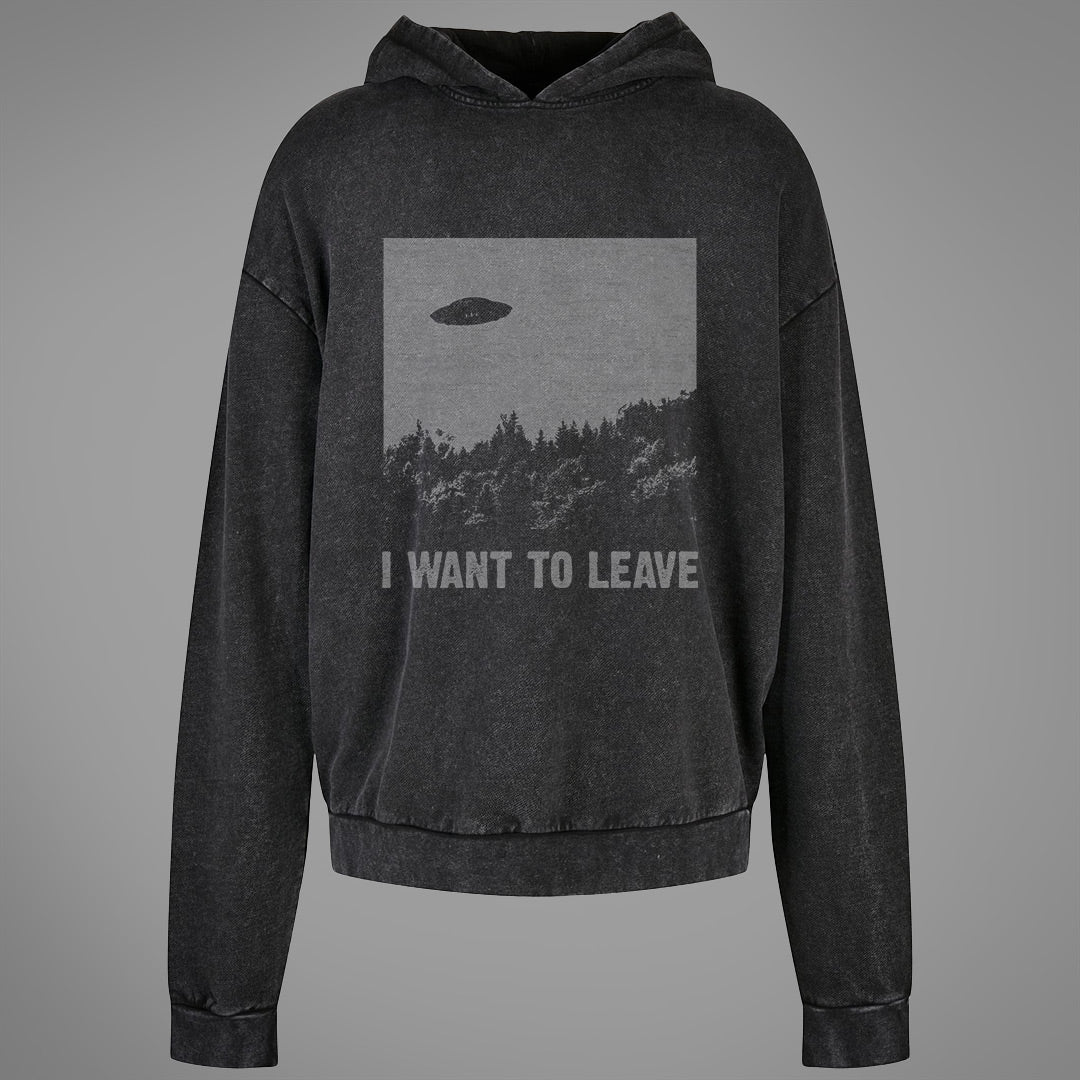 I Want To Leave Acid Washed Oversized Hoodie