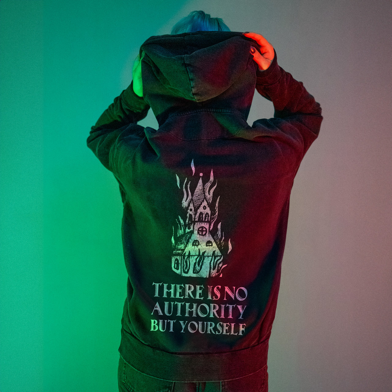 No Authority Acid Washed Oversized Hoodie