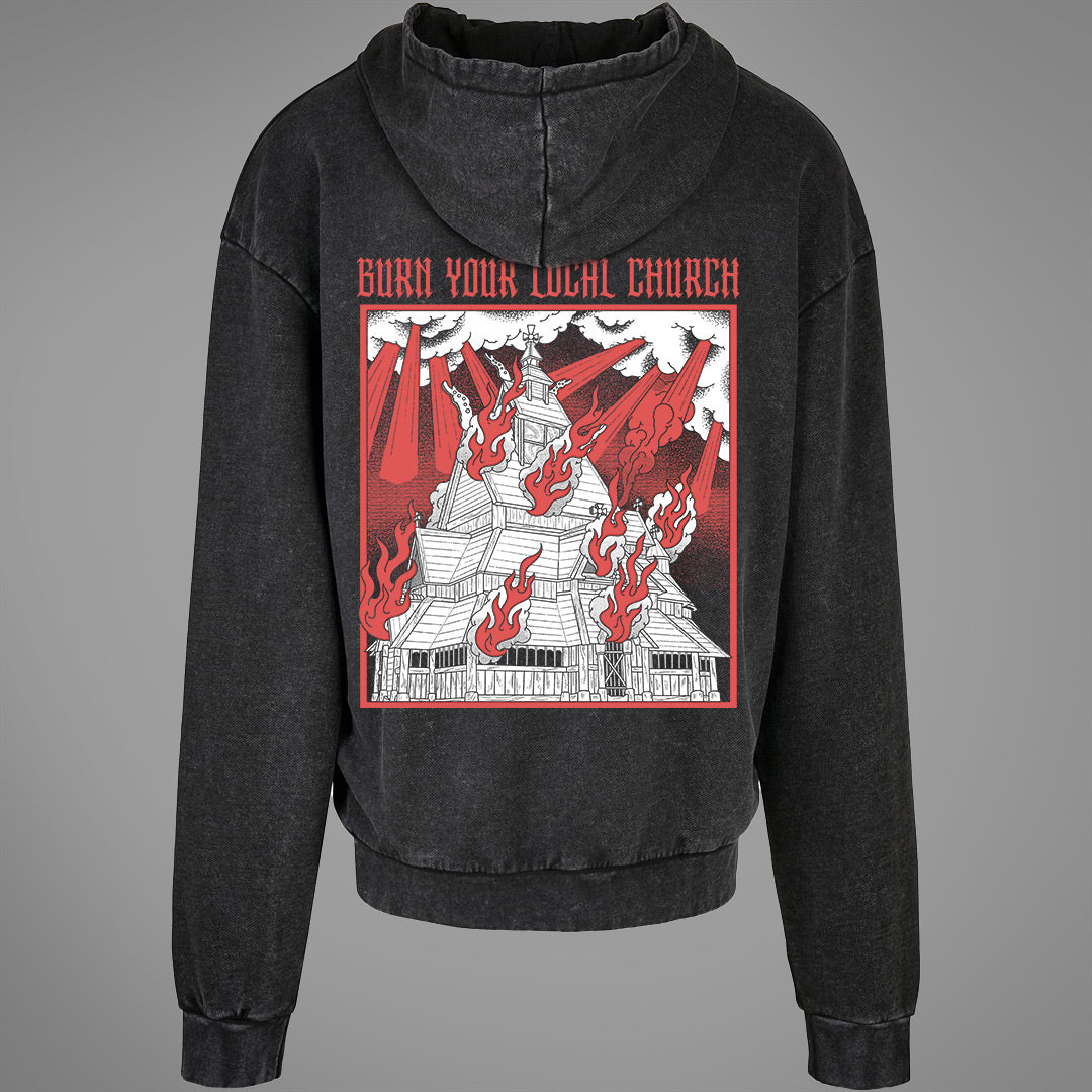 Burn Your Local Church Acid Washed Oversized Hoodie