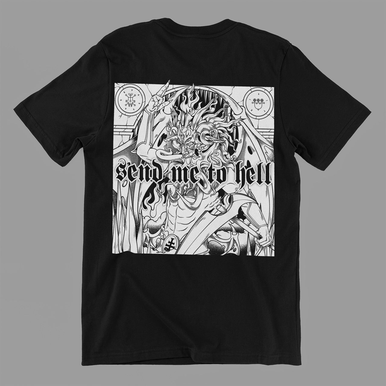 T-shirt con stampa sul retro di Send Me To Hell 