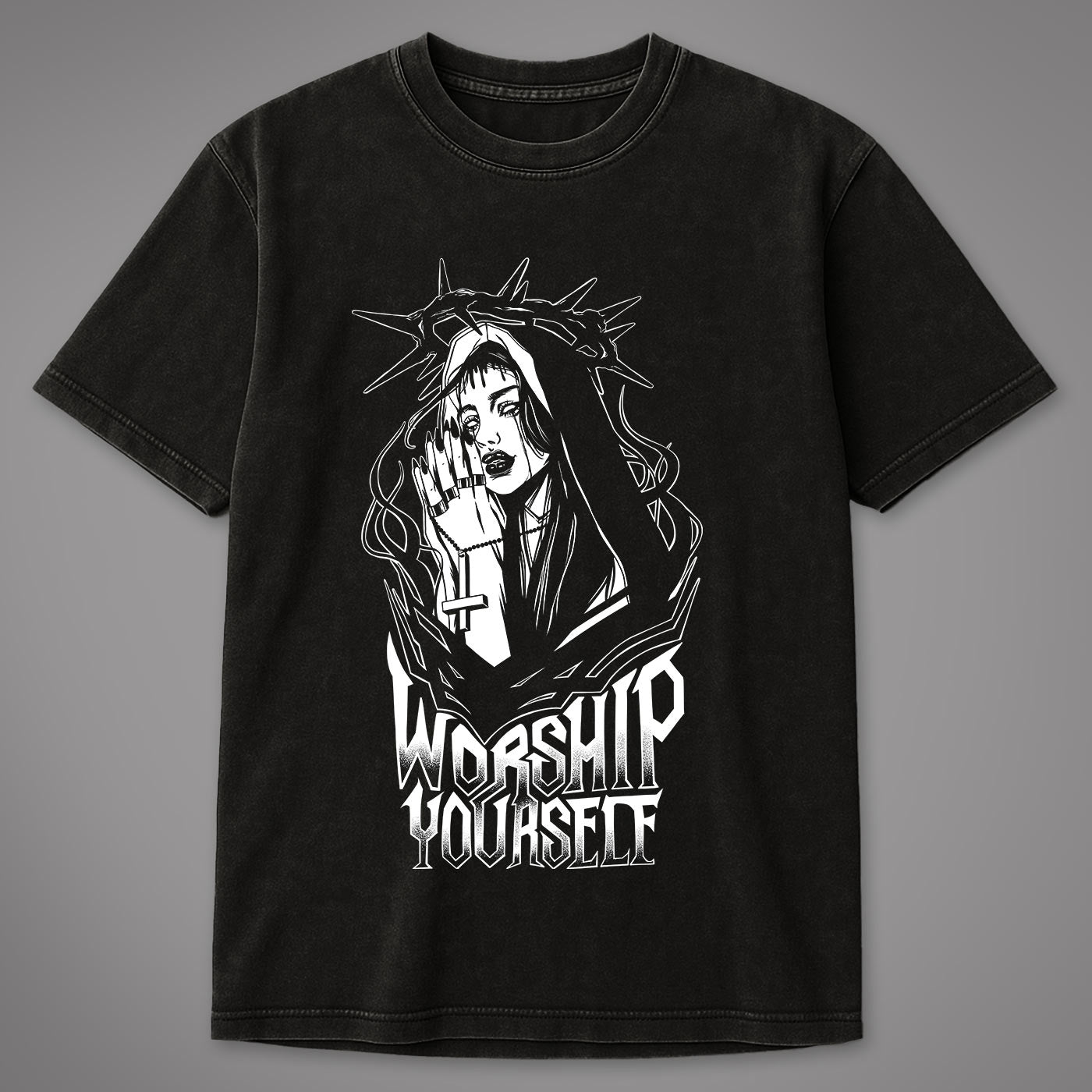 Worship Yourself Acid Washed Oversized T-Shirt