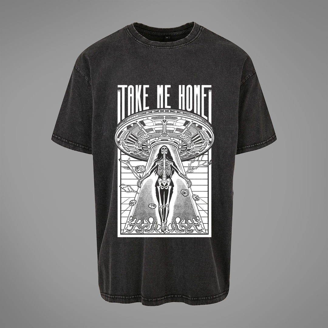 T-shirt oversize Take Me Home lavata con acido