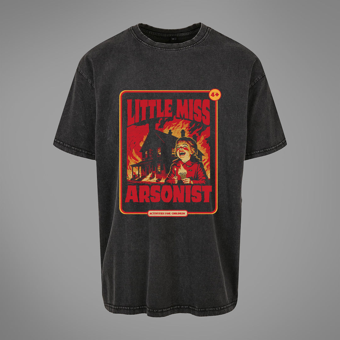 Little Miss Arsonist Acid Washed Oversized T-Shirt