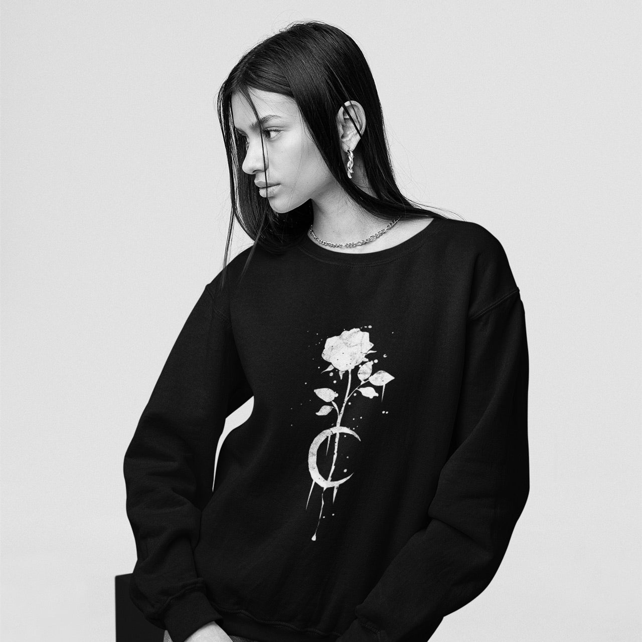 Occult Moon Rose Unisex Crewneck