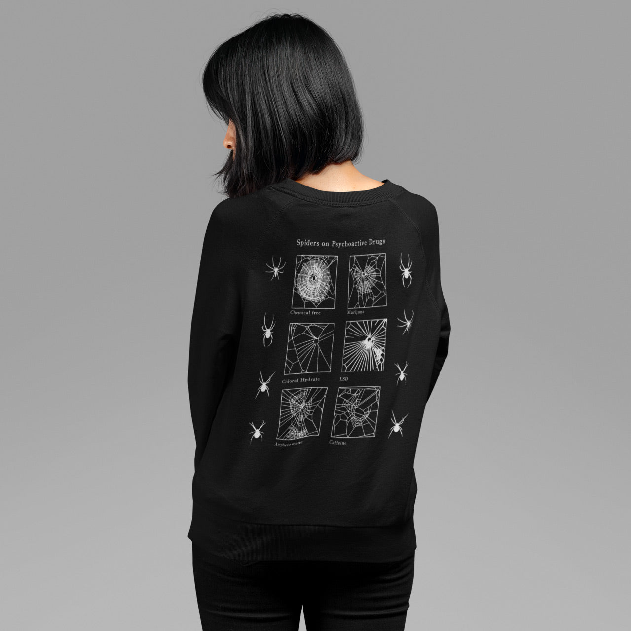 Spiders On Psychoactive Drugs Backprint Unisex Crewneck 